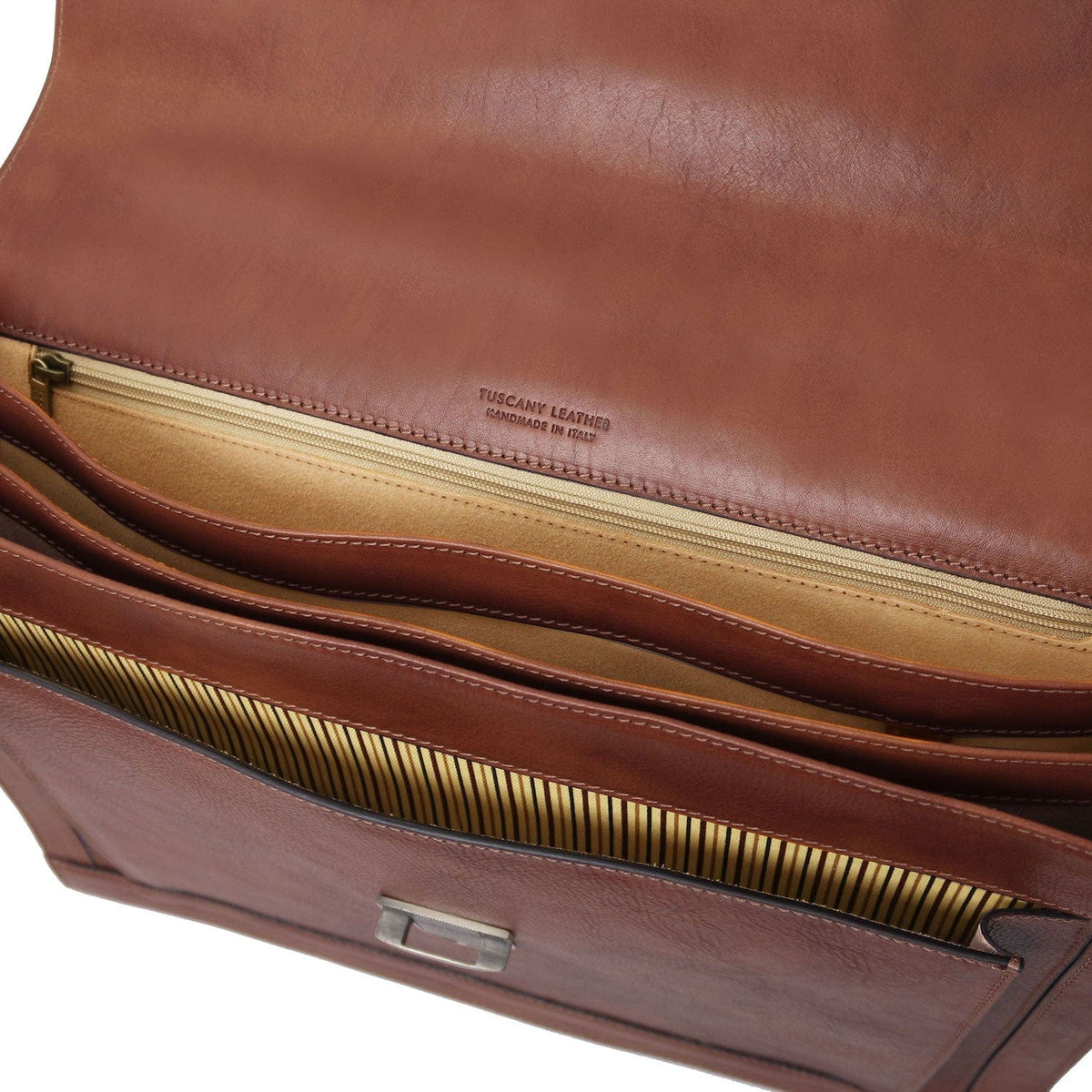 Leather briefcases Cremona - 3 compartment matte leather briefcase | TL142448 San Rocco Italia