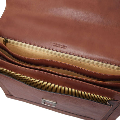 Leather briefcases Cremona - 3 compartment matte leather briefcase | TL142448 San Rocco Italia