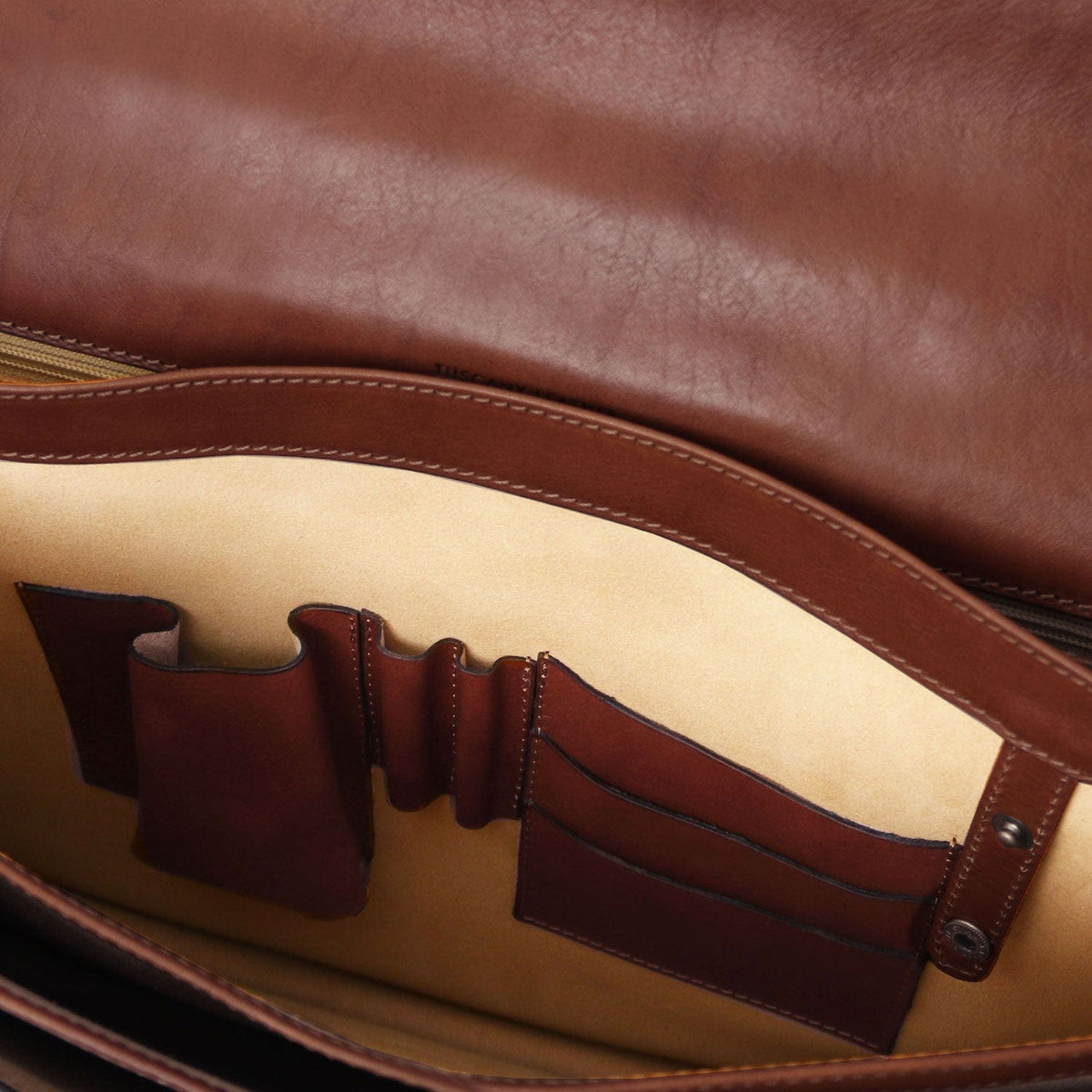 Leather briefcases Cremona - 3 compartment matte leather briefcase | TL142448 San Rocco Italia