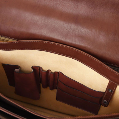 Leather briefcases Cremona - 3 compartment matte leather briefcase | TL142448 San Rocco Italia