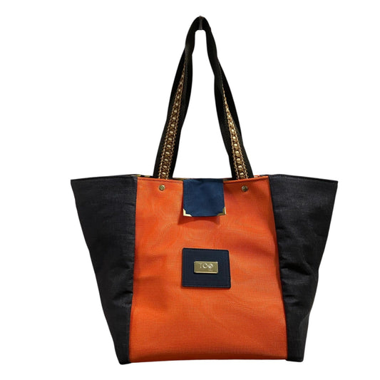 Denim & Orange Tote