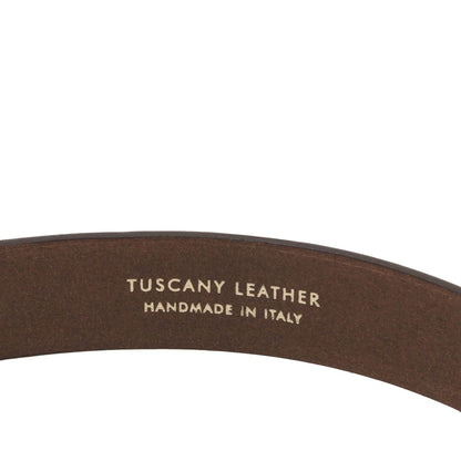 Marrón nubuck belt with white embossed Tuscany Leather Handmade in Italy logo