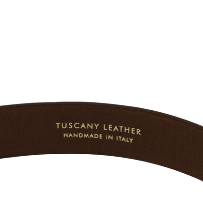 Brown nubuck belt interior stamped Tuscany Leather Handmade in Italy