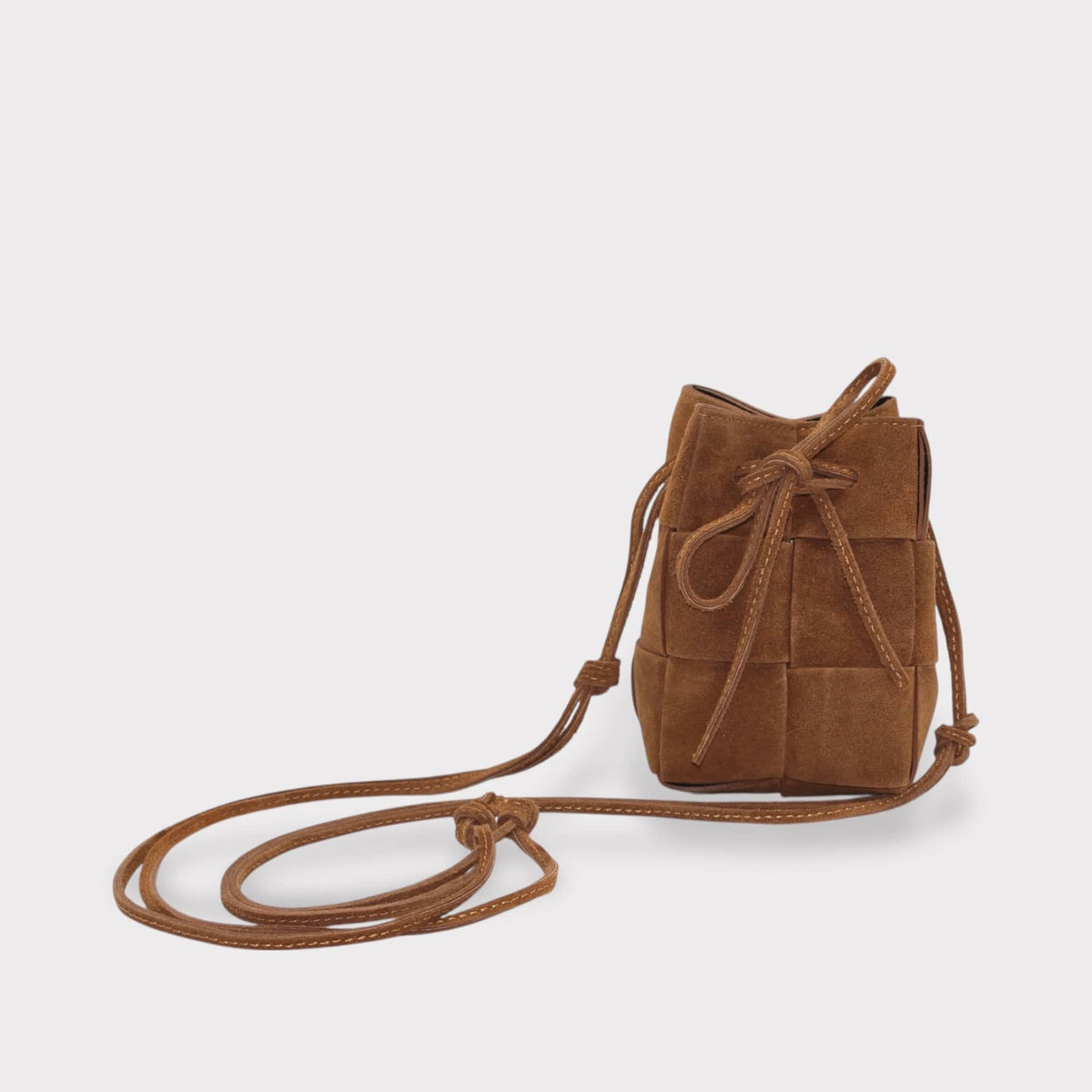 Handbag & Wallet Accesorios Marrón Emi - Handmade Suede Drawstring Woven Crossbody Bag San Rocco Italia