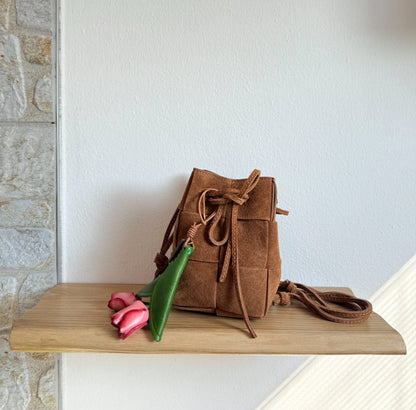 Handbag & Wallet Accesorios Emi - Handmade Suede Drawstring Woven Crossbody Bag San Rocco Italia