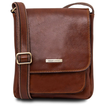 Ledertaschen für Herren Braun Jimmy - Leather crossbody bag for men with front pocket | TL141407 San Rocco Italia