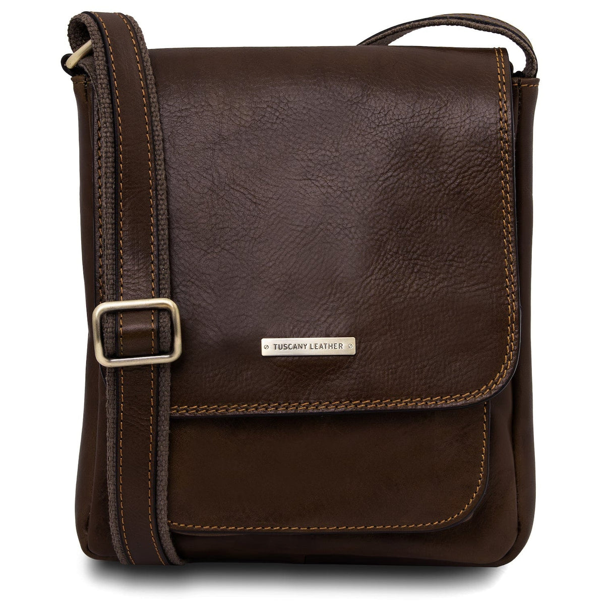 Ledertaschen für Herren Dunkelbraun Jimmy - Herren-Crossbody-Tasche aus Leder mit Fronttasche | TL141407 San Rocco Italia