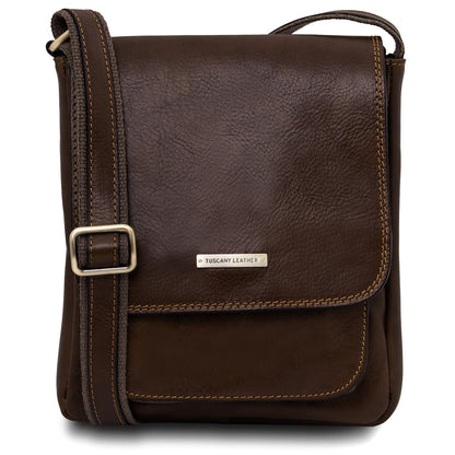 Ledertaschen für Herren Dunkelbraun Jimmy - Herren-Crossbody-Tasche aus Leder mit Fronttasche | TL141407 San Rocco Italia