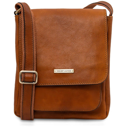 Ledertaschen für Herren Natur Jimmy - Leather crossbody bag for men with front pocket | TL141407 San Rocco Italia