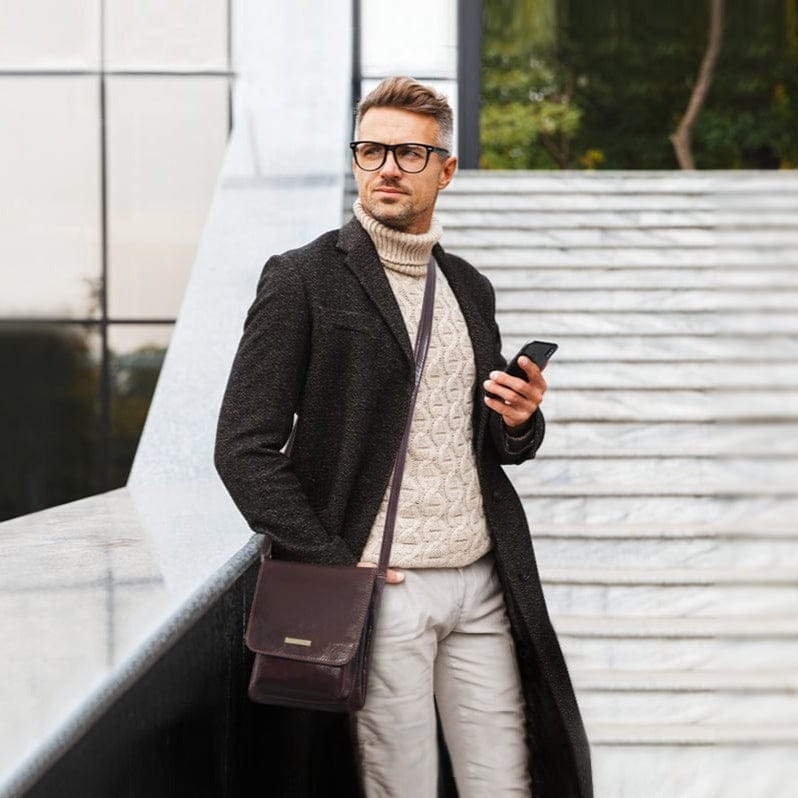 Ledertaschen für Herren Jimmy - Herren-Crossbody-Tasche aus Leder mit Fronttasche | TL141407 San Rocco Italia