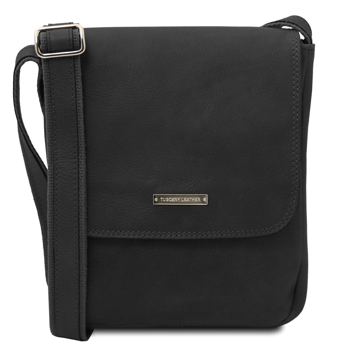 Leather bags for men Black John - Leather crossbody bag for men with front zip in matte leather | TL141408 San Rocco Italia