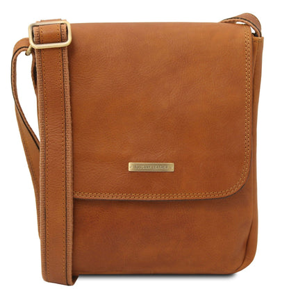 Leather bags for men Natural John - Leather crossbody bag for men with front zip in matte leather | TL141408 San Rocco Italia