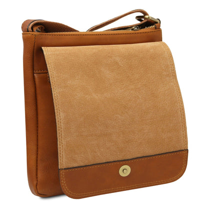 Leather bags for men John - Leather crossbody bag for men with front zip in matte leather | TL141408 San Rocco Italia
