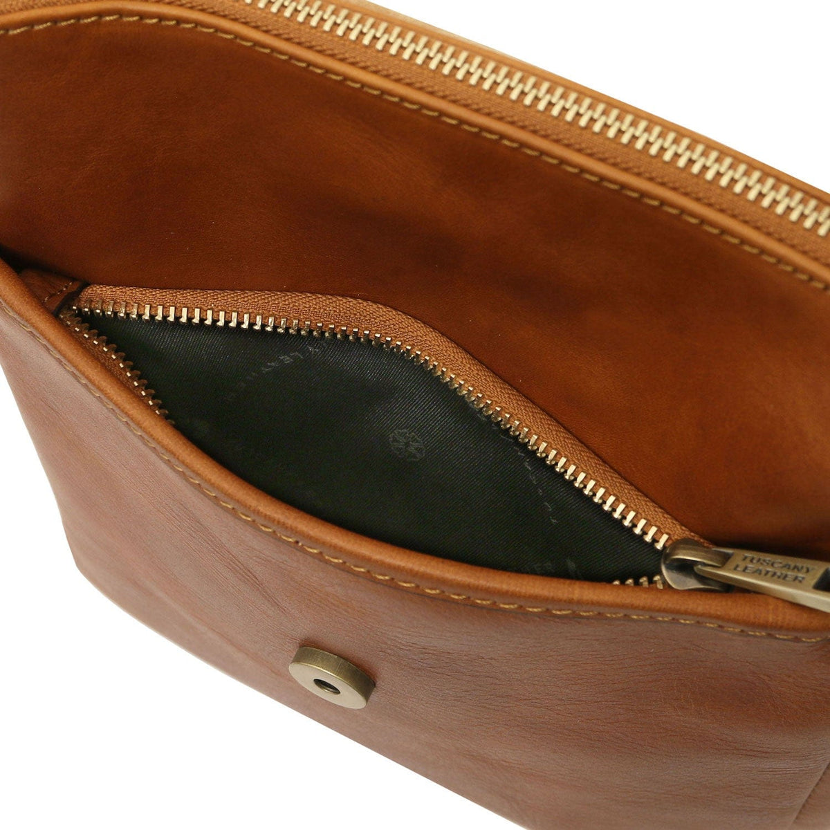 Leather bags for men John - Leather crossbody bag for men with front zip in matte leather | TL141408 San Rocco Italia