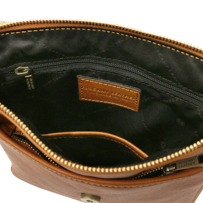 Leather bags for men John - Leather crossbody bag for men with front zip in matte leather | TL141408 San Rocco Italia