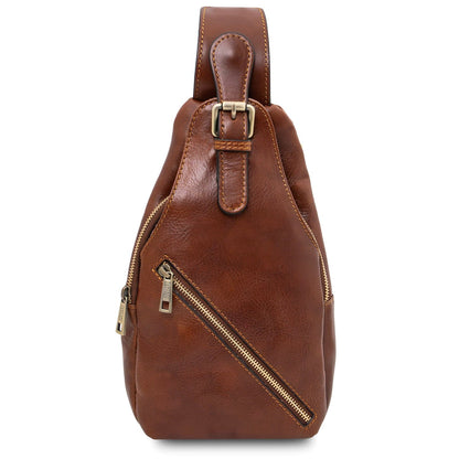 Leather bags for men Brown Kevin - Matte leather crossover bag | TL142423 San Rocco Italia