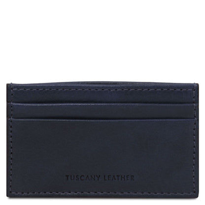 Men leather accessories Dark Blue Leather card holder - 4 cards in smooth, full-grain leather | TL142473 San Rocco Italia