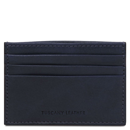 Men leather accessories Dark Blue Leather card holder - 6 cards, smooth full-grain leather | TL142471 San Rocco Italia