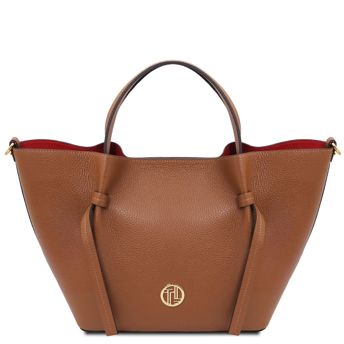 Legame - Italian leather shopping bag - Large size | TL142481 in brown pebbled leather with dual top handles and gold-tone logo on white background