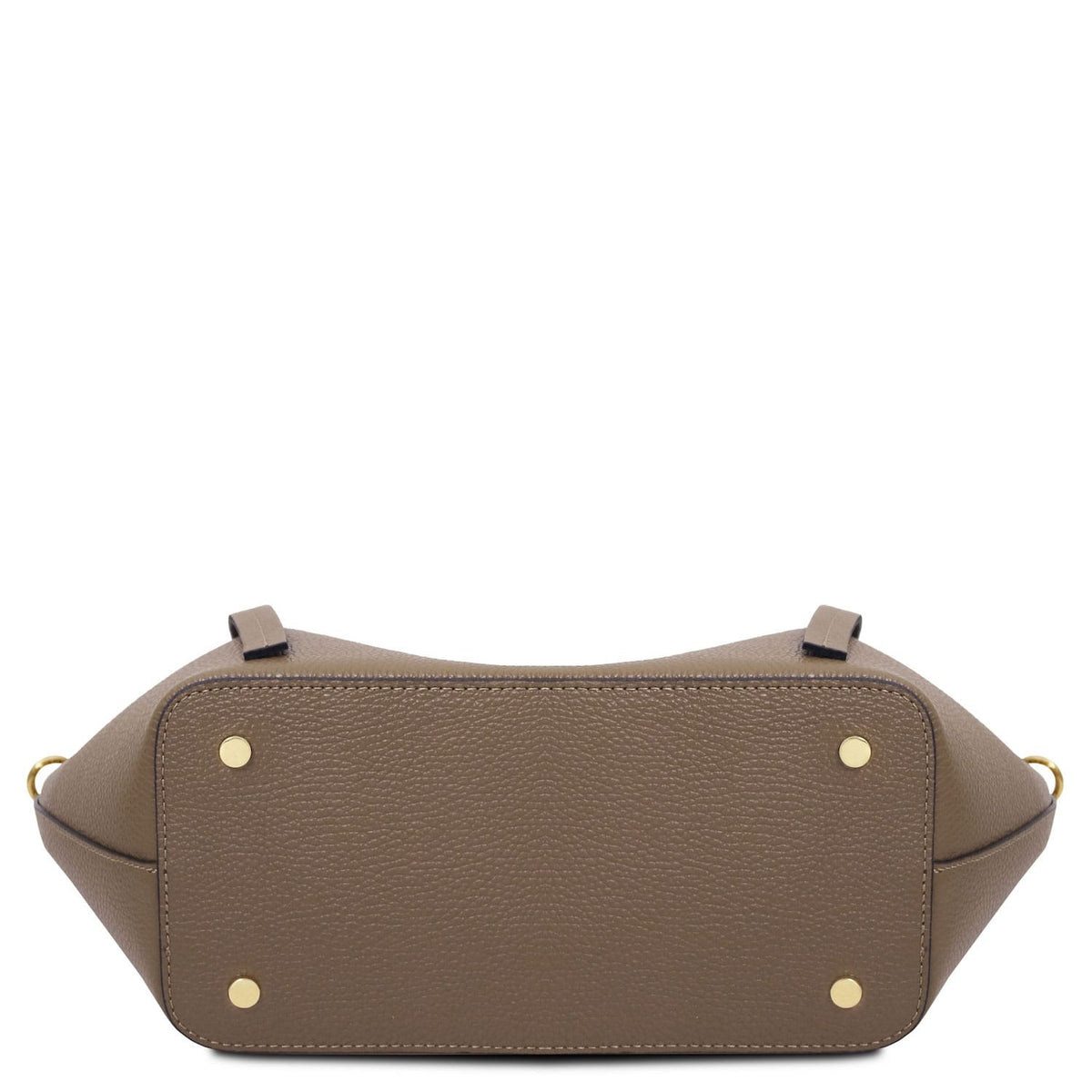 Legame - Italian leather shopping bag - Large size | TL142481 in taupe pebbled leather with gold-tone feet on white background