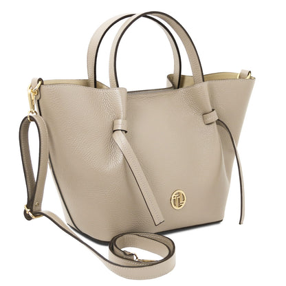 Taupe Legame large Italian leather mala shopper with asas superiores and a alça a tiracolo amovível