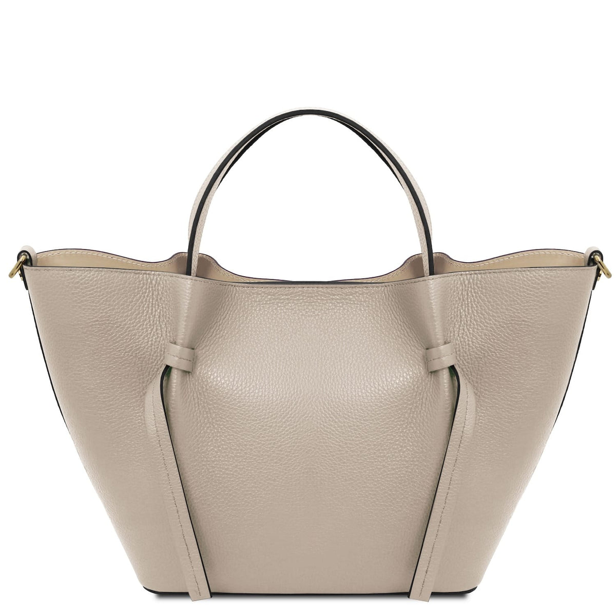 Legame large beige pele martelada mala shopper with curved sides and duas asas superiores
