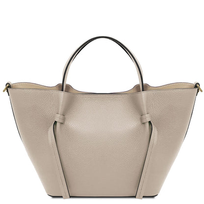 Legame large beige pele martelada mala shopper with curved sides and duas asas superiores