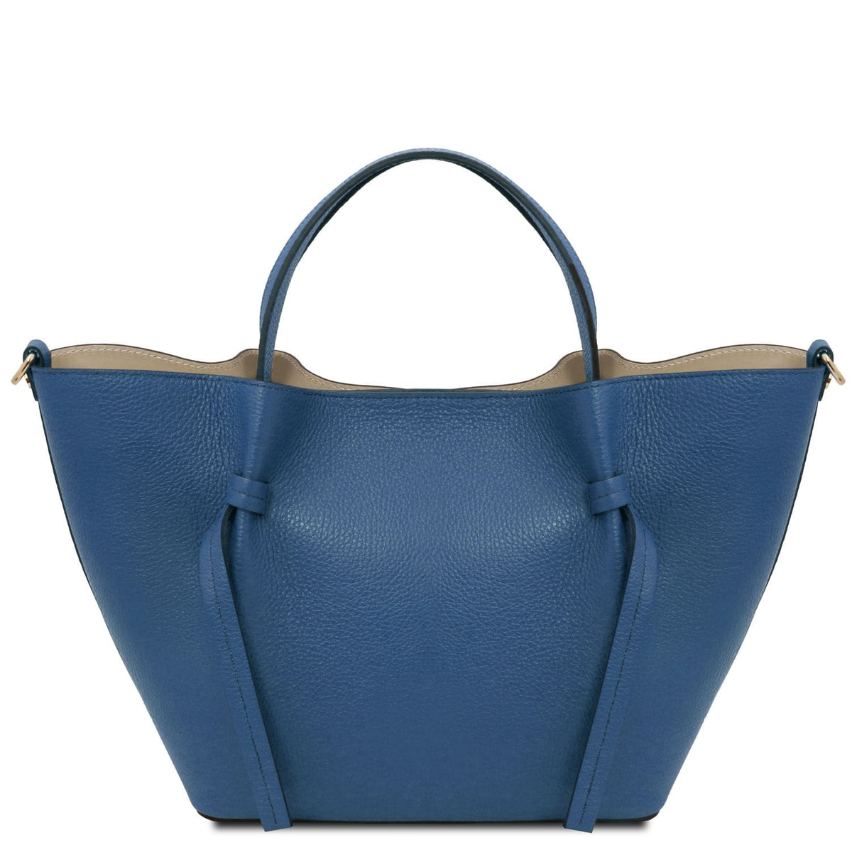 Legame large blue pele martelada mala shopper with duas asas superiores.