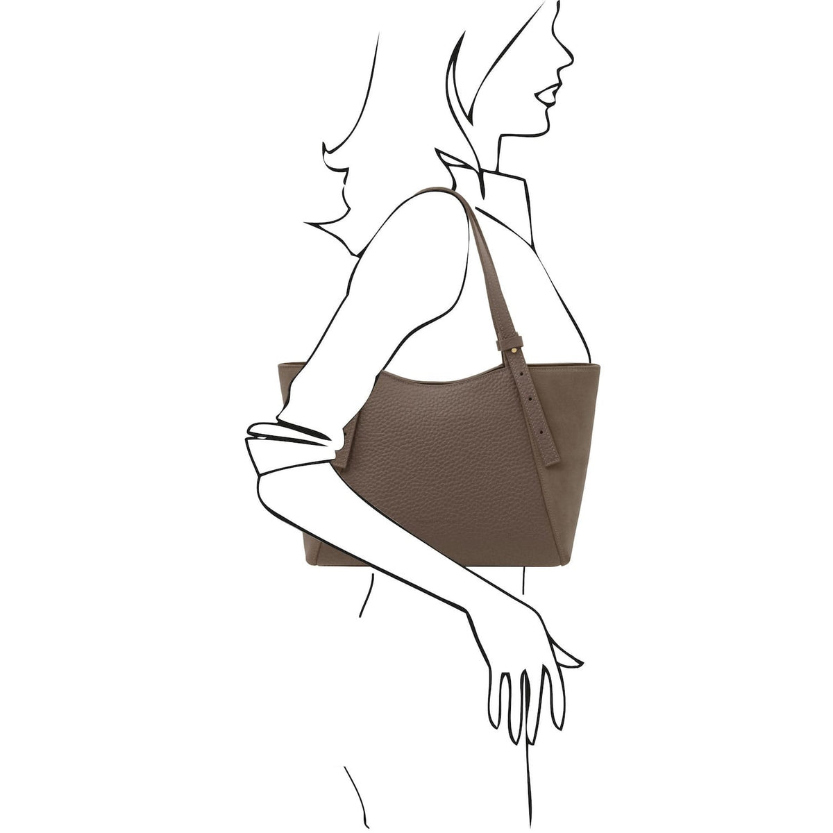 Leather handbags Libra - Long handle suede & leather tote bag | TL142508 San Rocco Italia