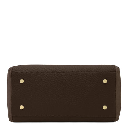 Leather handbags Libra - Long handle suede & leather tote bag | TL142508 San Rocco Italia