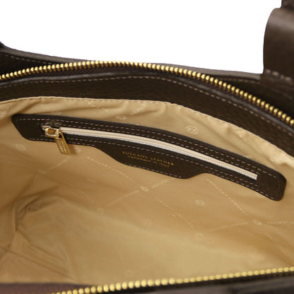 Leather handbags Libra - Long handle suede & leather tote bag | TL142508 San Rocco Italia