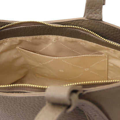 Leather handbags Libra - Long handle suede & leather tote bag | TL142508 San Rocco Italia