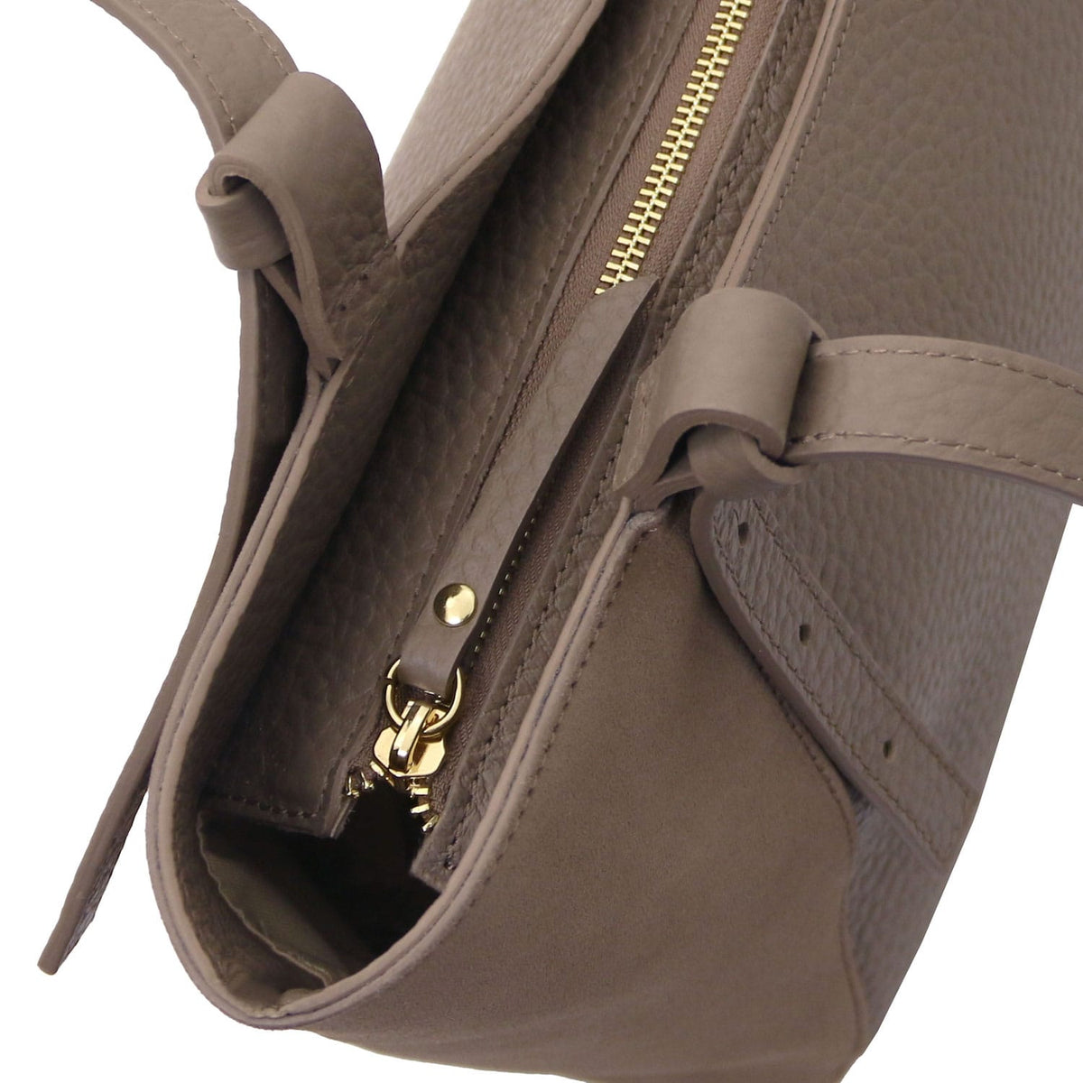 Leather handbags Libra - Long handle suede & leather tote bag | TL142508 San Rocco Italia