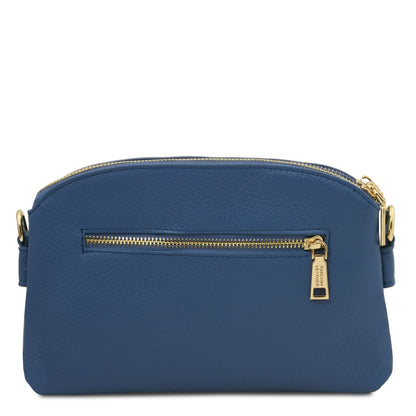Blue Lily soft leather shoulder bag with gold-tone hardware and a back zipper pocket