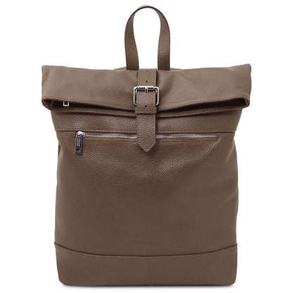 Sacs à dos en cuir Taupe foncé London - Sac à dos en cuir souple | TL142502 San Rocco Italia