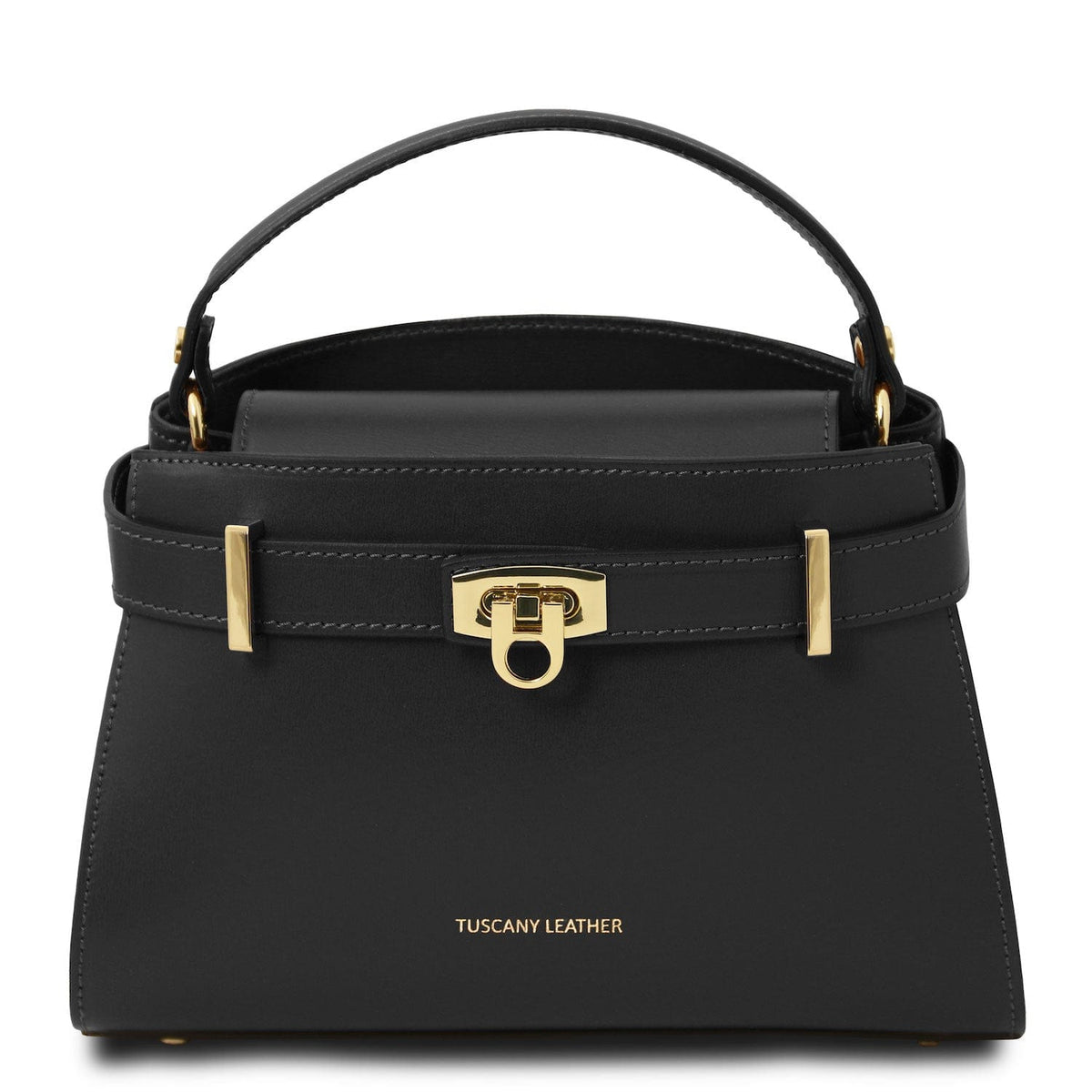 Leather handbags Black Maisy - Leather top handle bag in smooth leather | TL142459 San Rocco Italia