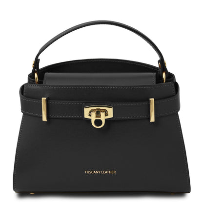 Leather handbags Black Maisy - Leather top handle bag in smooth leather | TL142459 San Rocco Italia