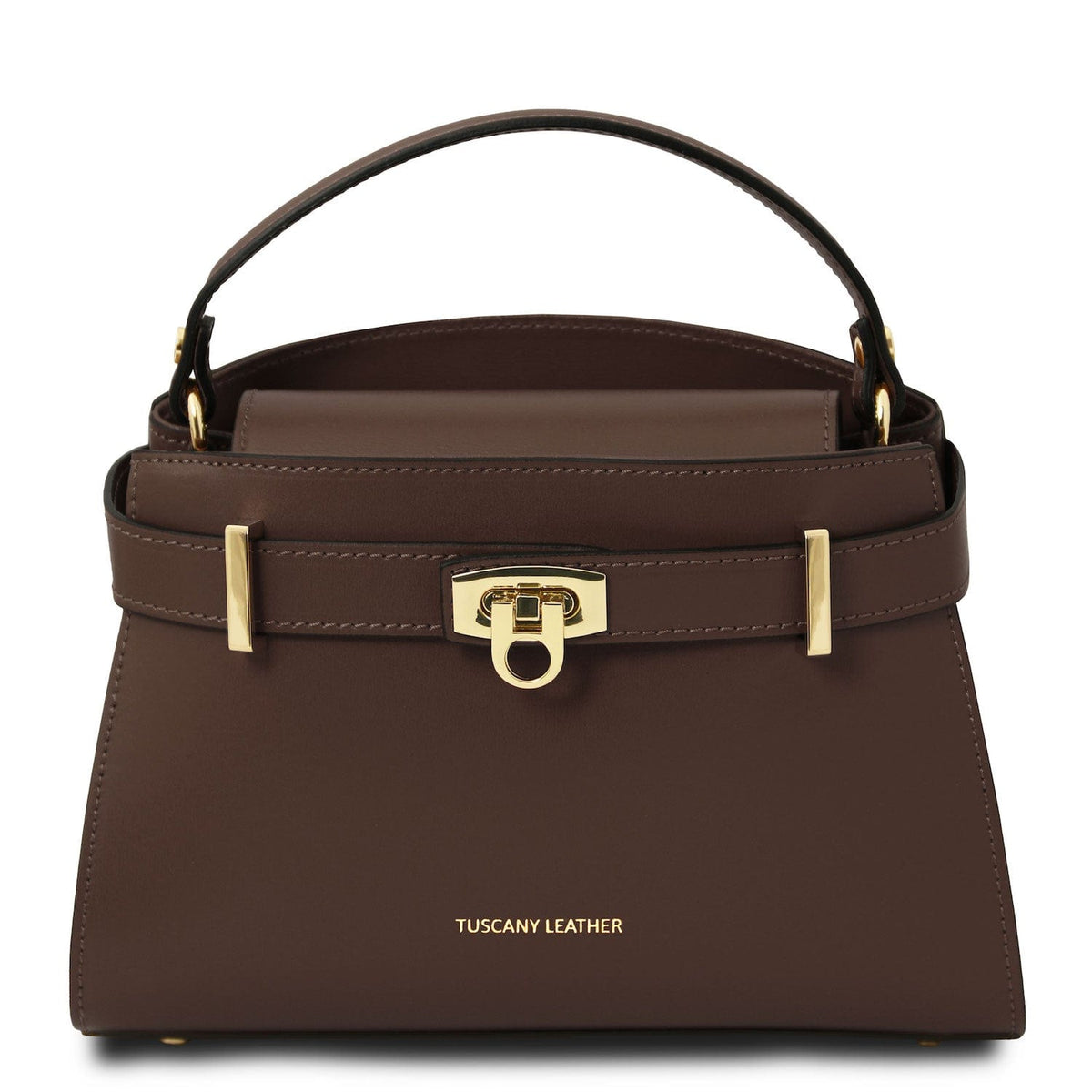 Leather handbags Coffee Maisy - Leather top handle bag in smooth leather | TL142459 San Rocco Italia