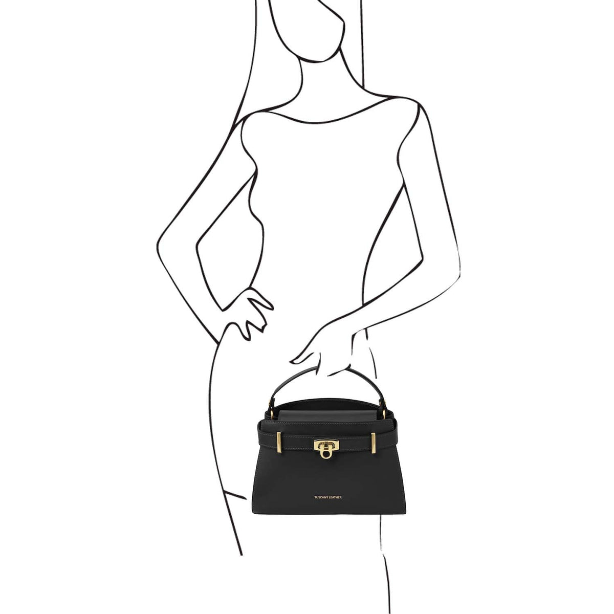Leather handbags Maisy - Leather top handle bag in smooth leather | TL142459 San Rocco Italia