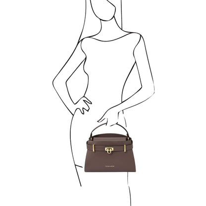 Leather handbags Maisy - Leather top handle bag in smooth leather | TL142459 San Rocco Italia