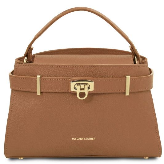 Leather handbags Caramel Maisy - Leather top handle bag - Medium size | TL142455 San Rocco Italia