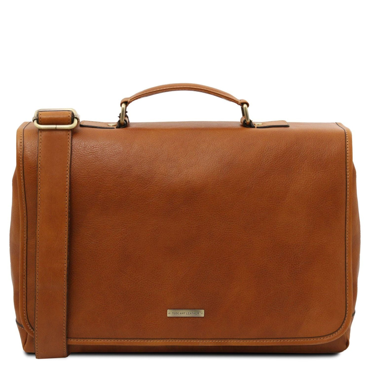 Leather briefcases Natural Mantova - Leather multi compartment TL SMART briefcase with flap | TL142068 messenger bag San Rocco Italia