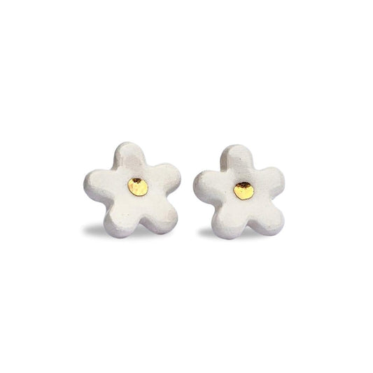 Blanco ceramic flower stud earrings with gold centers