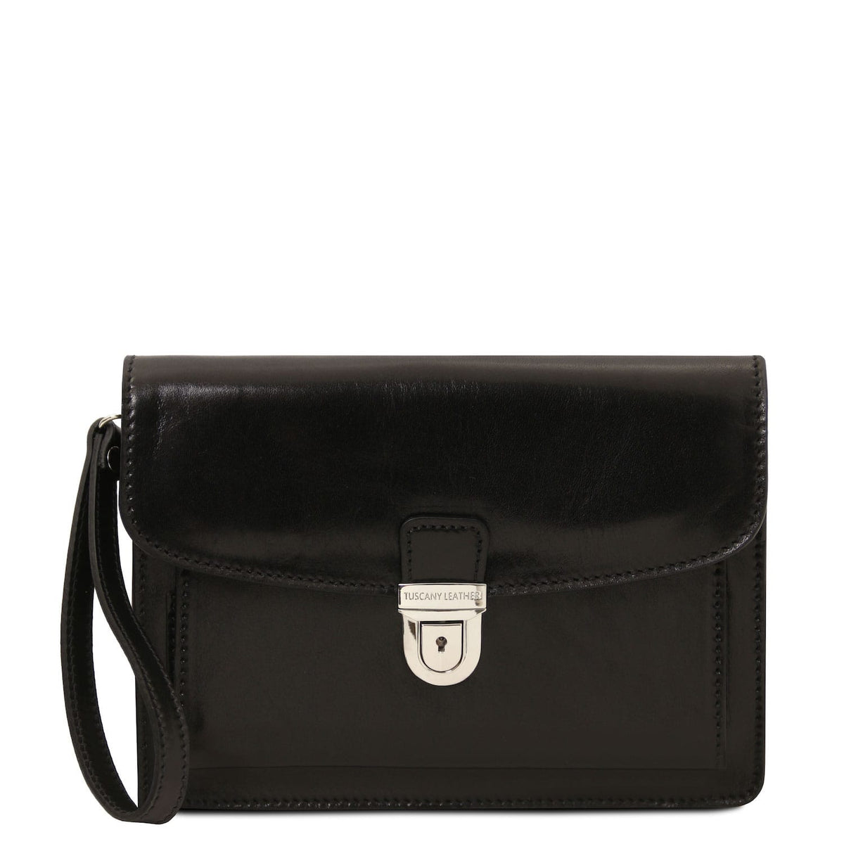 Sacs homme en cuir Noir Max - Sac de poignet pratique homme en cuir | TL8075 San Rocco Italia