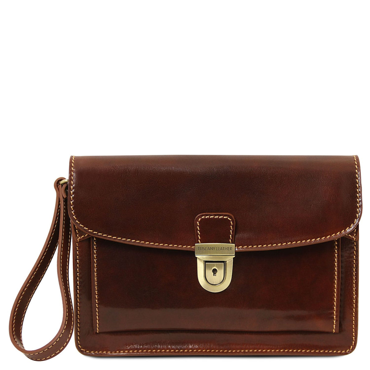 Sacs homme en cuir Marron Max - Sac de poignet pratique homme en cuir | TL8075 San Rocco Italia