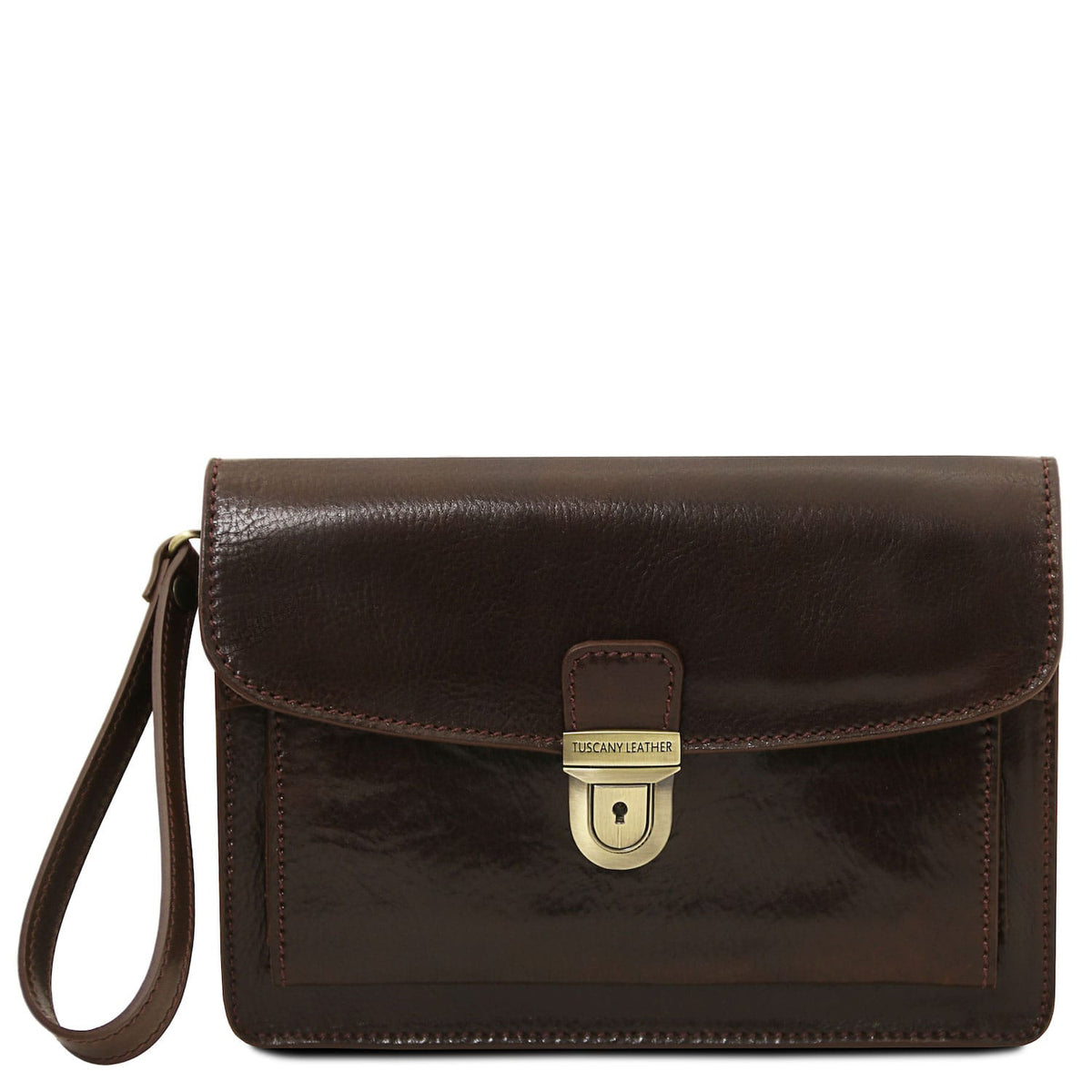 Sacs homme en cuir Marron foncé Max - Sac de poignet pratique homme en cuir | TL8075 San Rocco Italia