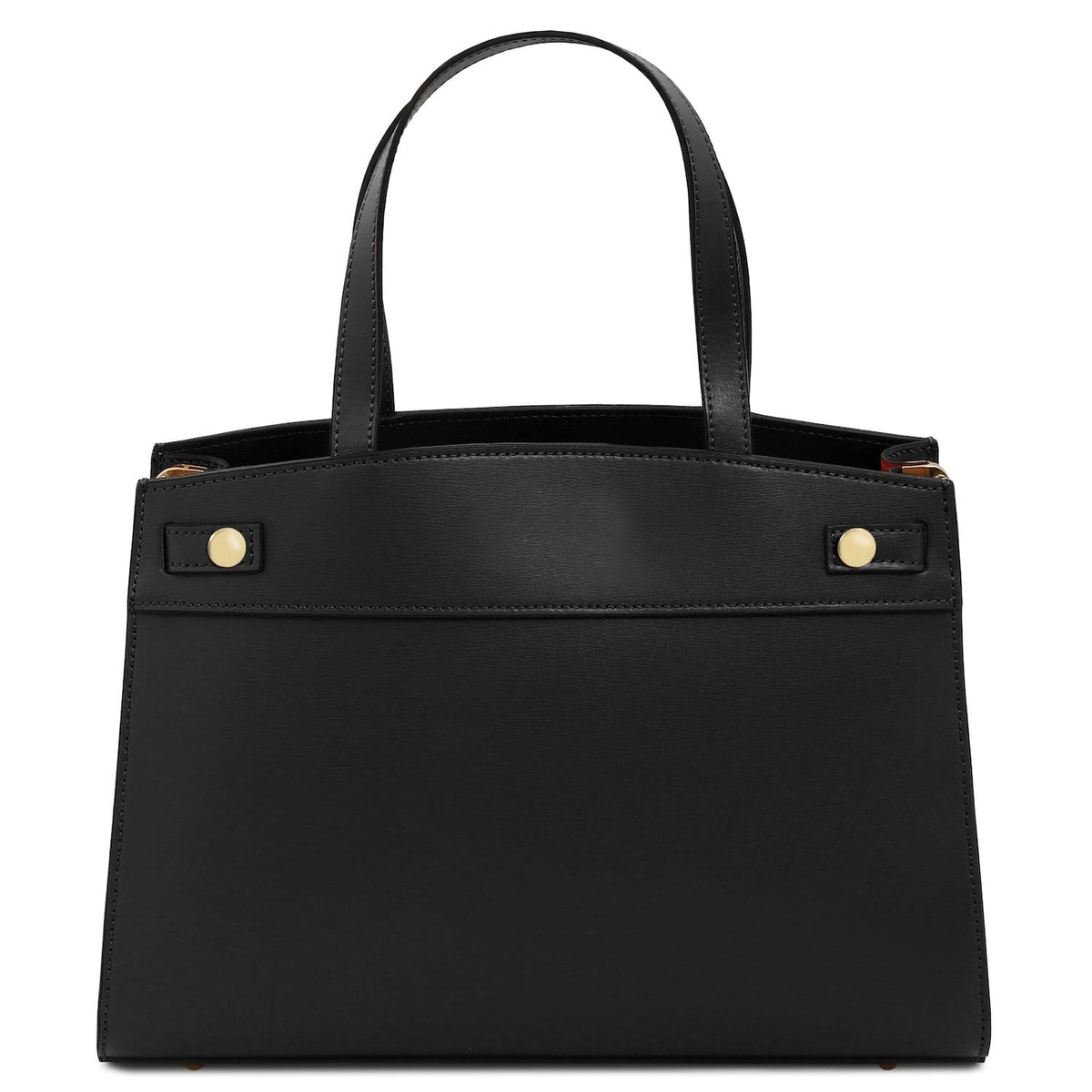 Musa Bolso de piel italiana in black with a structured silhouette and dos asas superiores