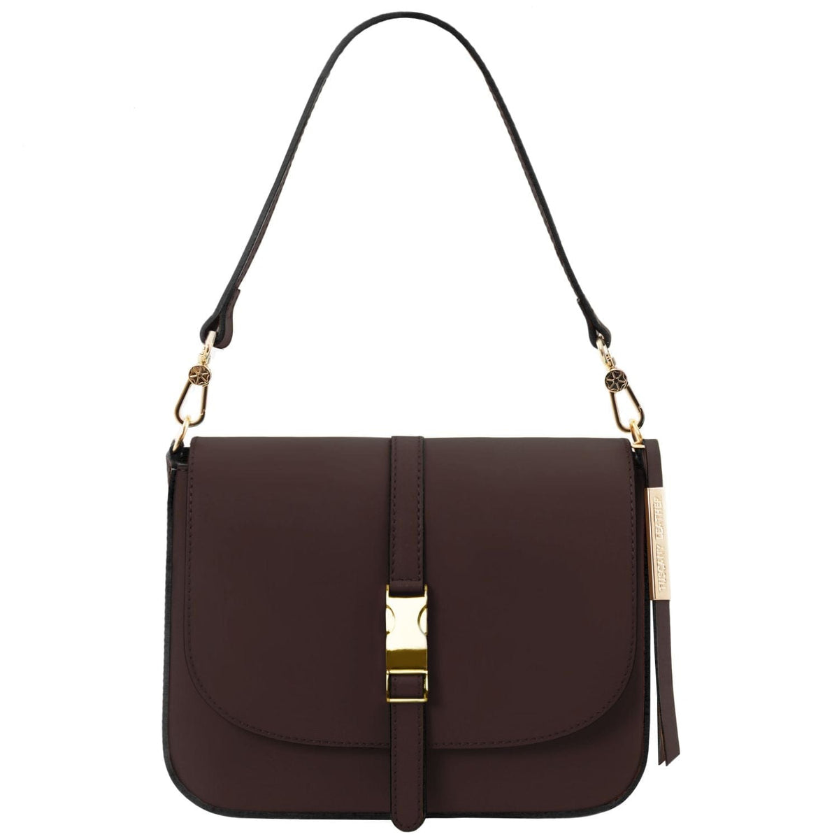 Bolsos de hombro de piel Café Nausica - Italian leather shoulder bag | TL141598 San Rocco Italia