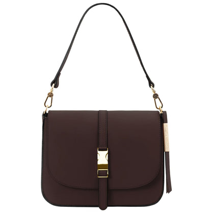 Bolsos de hombro de piel Café Nausica - Italian leather shoulder bag | TL141598 San Rocco Italia