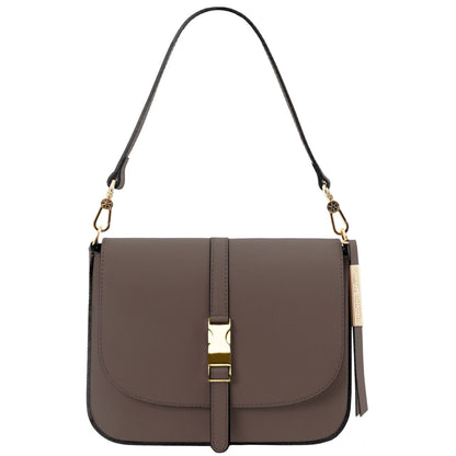 Bolsos de hombro de piel Dark Taupe Nausica - Italian leather shoulder bag | TL141598 San Rocco Italia